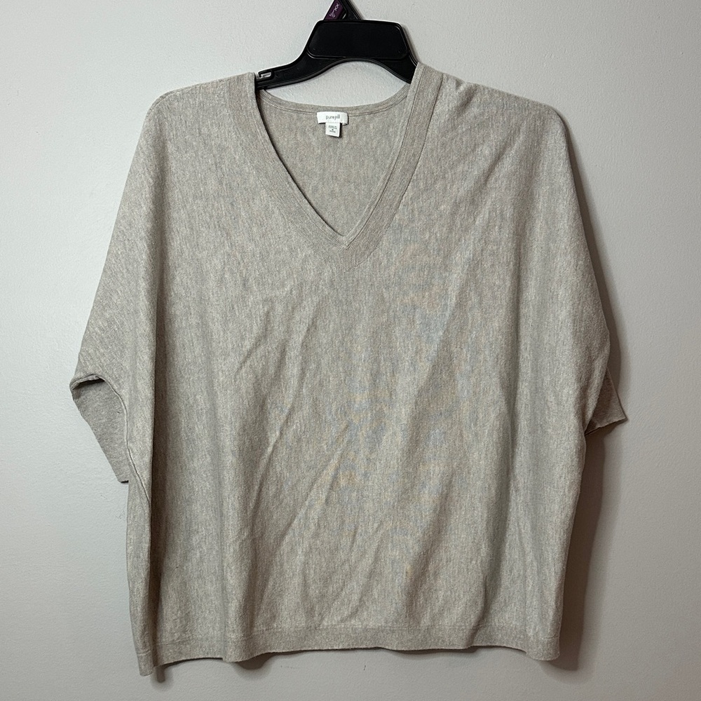 Pure J. Jill Gray Oversized V-Neck Sweater size M